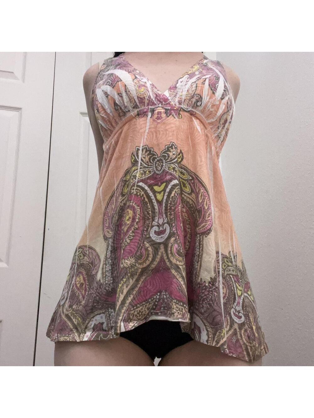 Multicoloured paisley print babydoll top